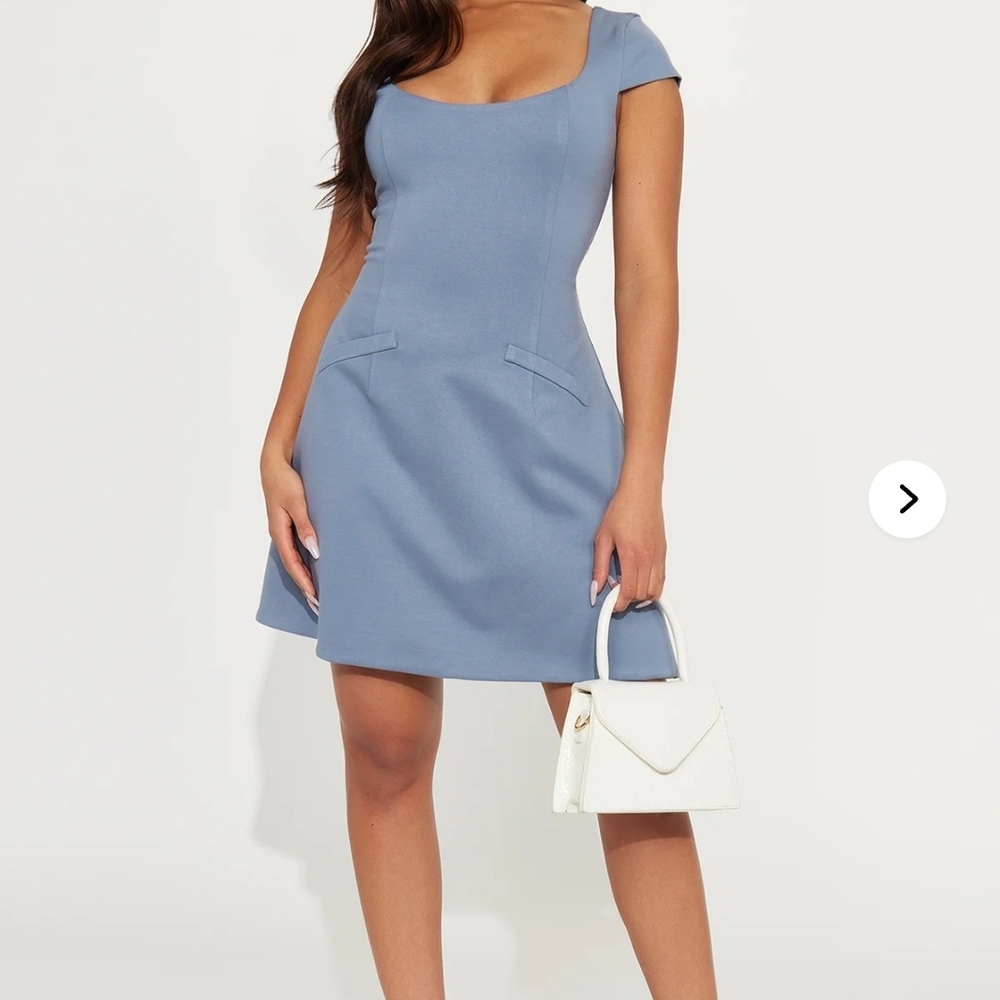 Fashion Nova Sky Blue Cap Sleeve Mini Dress